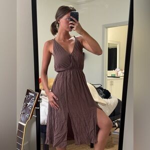 L SPACE brown flowy midi dress